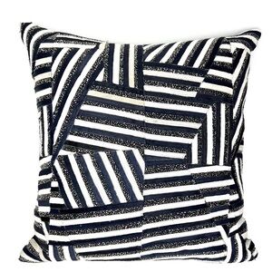 Callisto Home Decorative Throw Pillow Beaded Hyde Fur Blue Cream White New